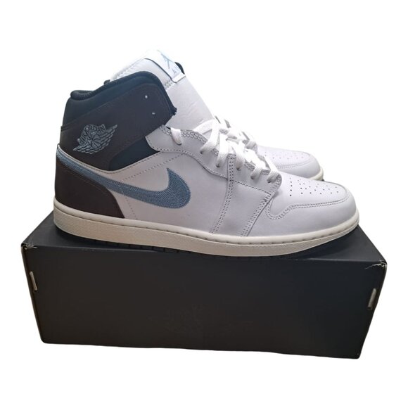New Jordan Nike Air 1 Mid SE Men's Shoes White/Light Blue/Brown - Size : 11.5 US - Picture 7 of 15